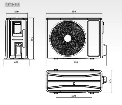 Wymiary jednostki zewnętrznej