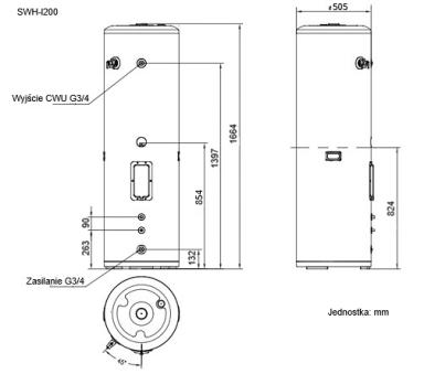 Wymiary jednostki wewnętrznej