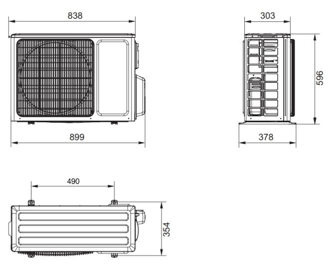 Wymiary jednostki zewnętrznej
