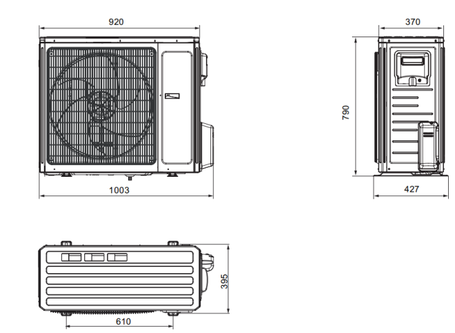 Wymiary jednostki zewnętrznej